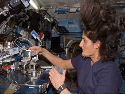 Sunita Williams aanboord het ISS