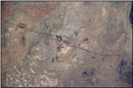 De kale steppe van Baikonur Cosmodrome
