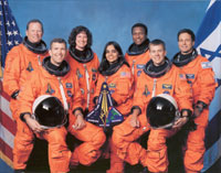 Van links naar rechts zijn: David Brown, Rick Husband, Laurel Clark, Kalpana Cha