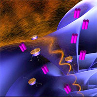 Artist's impression of the micro vortices observed in the Northern magnetic cusp